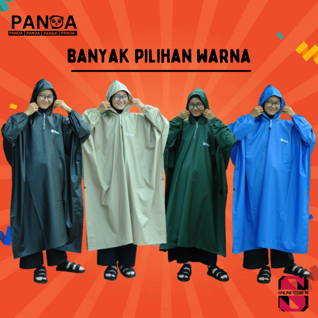 Jas Hujan Ponco Kelalawar By Panda Bahan Karet PVC Tebal dan Elastis Ukuran Jumbo Garansi Original