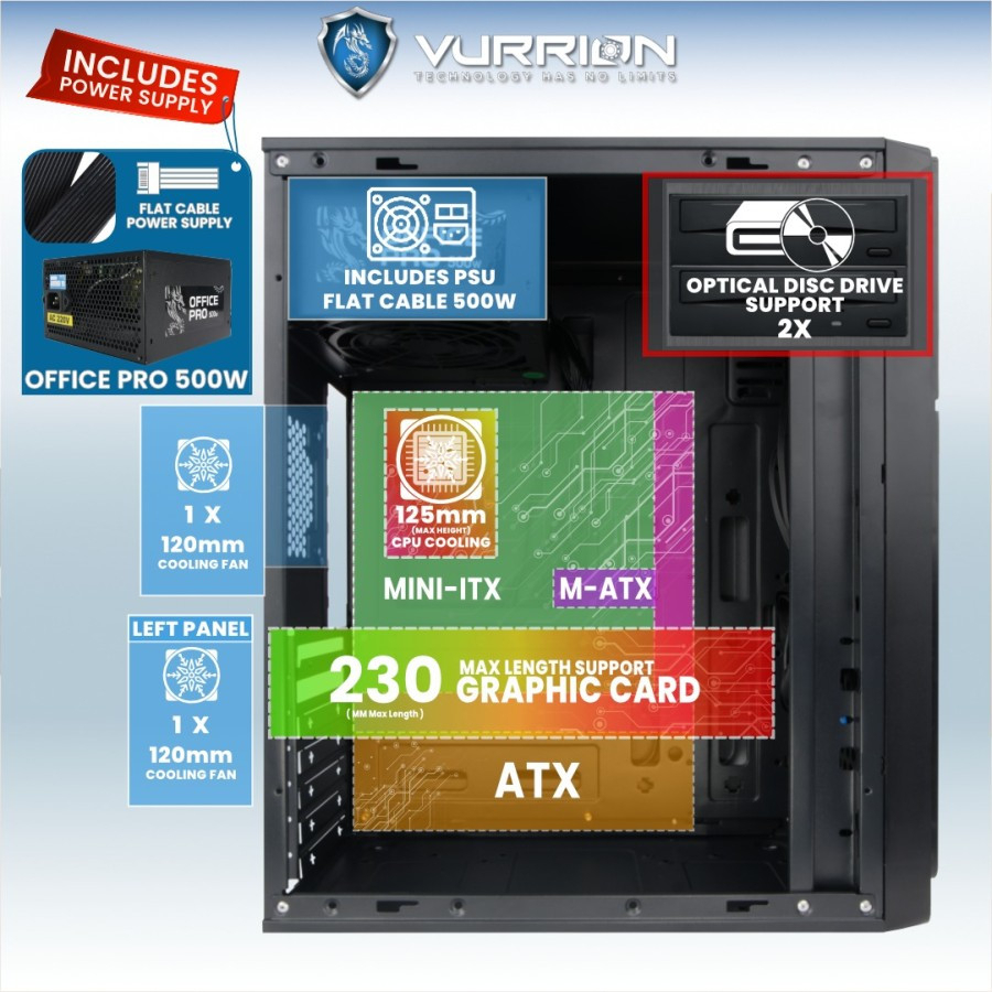 Casing PC Vurrion KR 23 ATX - Casing PC Vurrion ATX Case KR23 USB 3.0