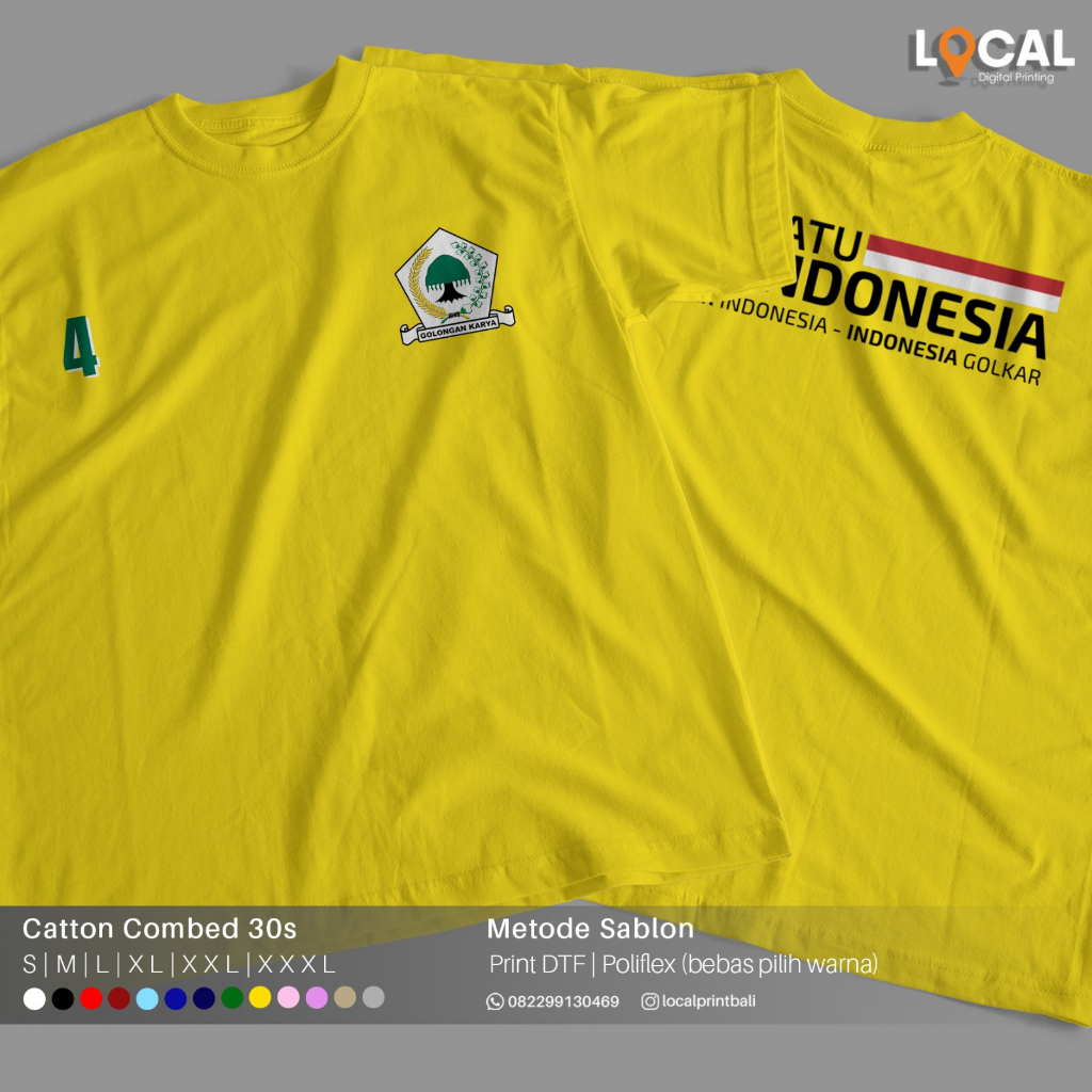 SABLON CUSTOM DTF KAOS BAJU PARTAI GOLKAR PEMILU 2024 - LOCAL PRINT