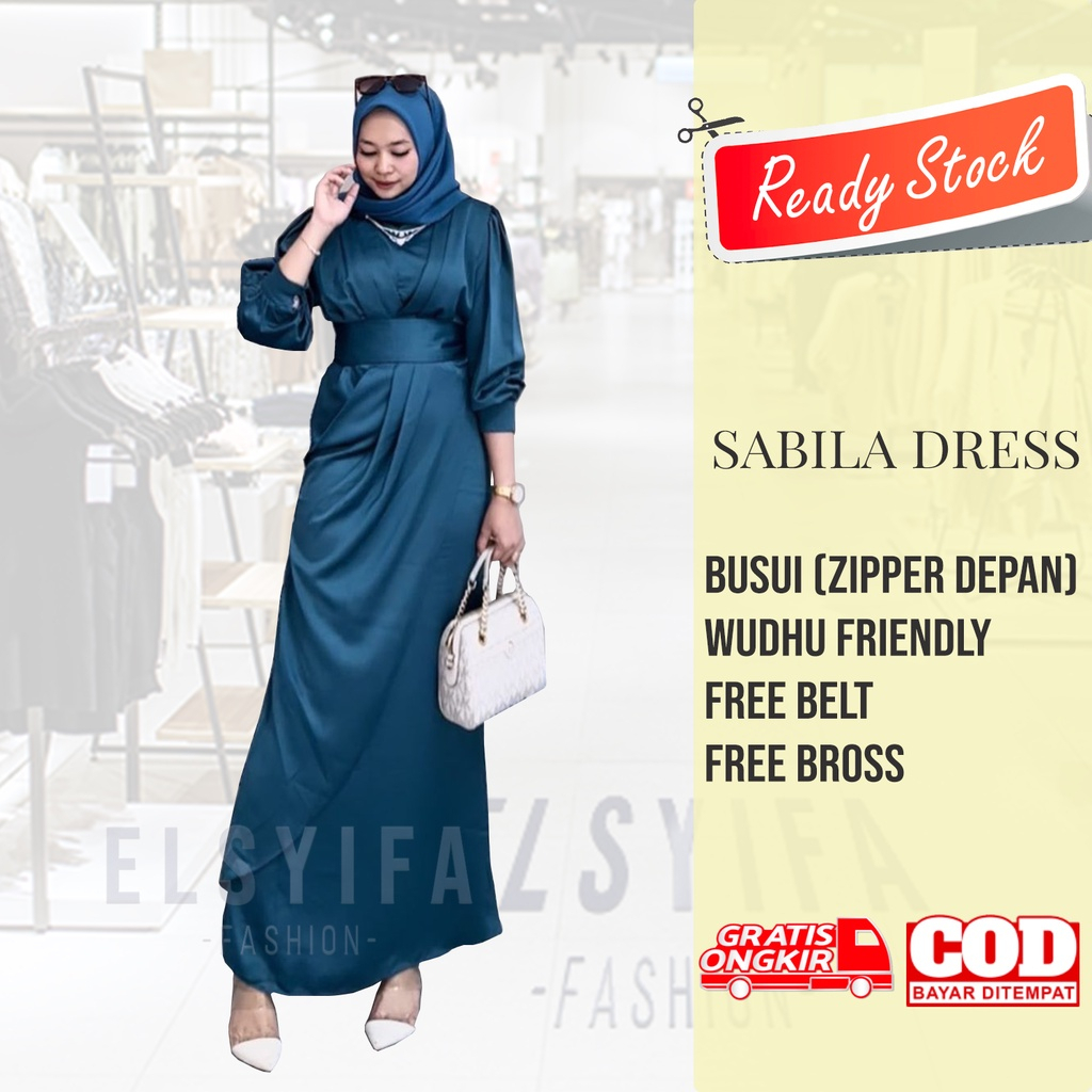 SABILA DRESS BRIDESMAID SATIN VELVET R.CAVALI PREMIUM SILK WEDDING DRESS + FREE BROSS BY ELSYIFA FASHION