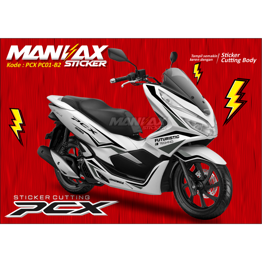 Sticker PCX Striping PCX Sticker Cutting PCX Abu Hitam ( Motor Putih )