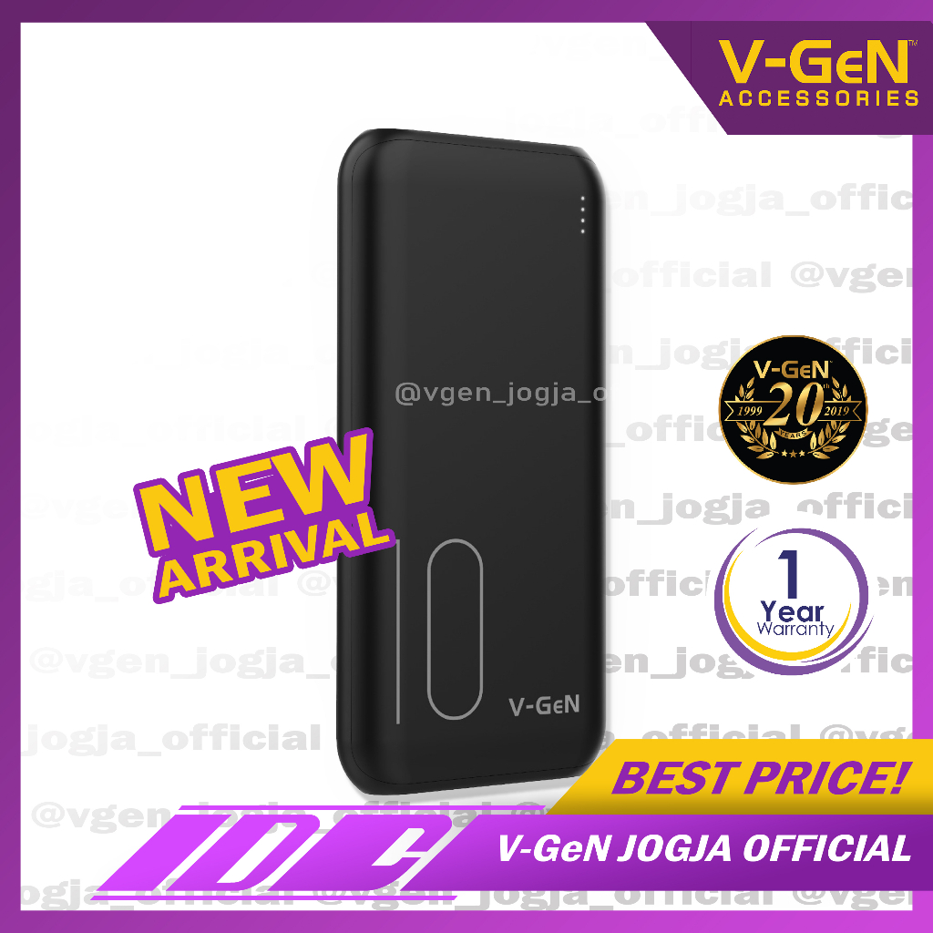 Powerbank V-GeN PB-V10K29 10.000 mAh Support Type C QC PD VOOC Turbo