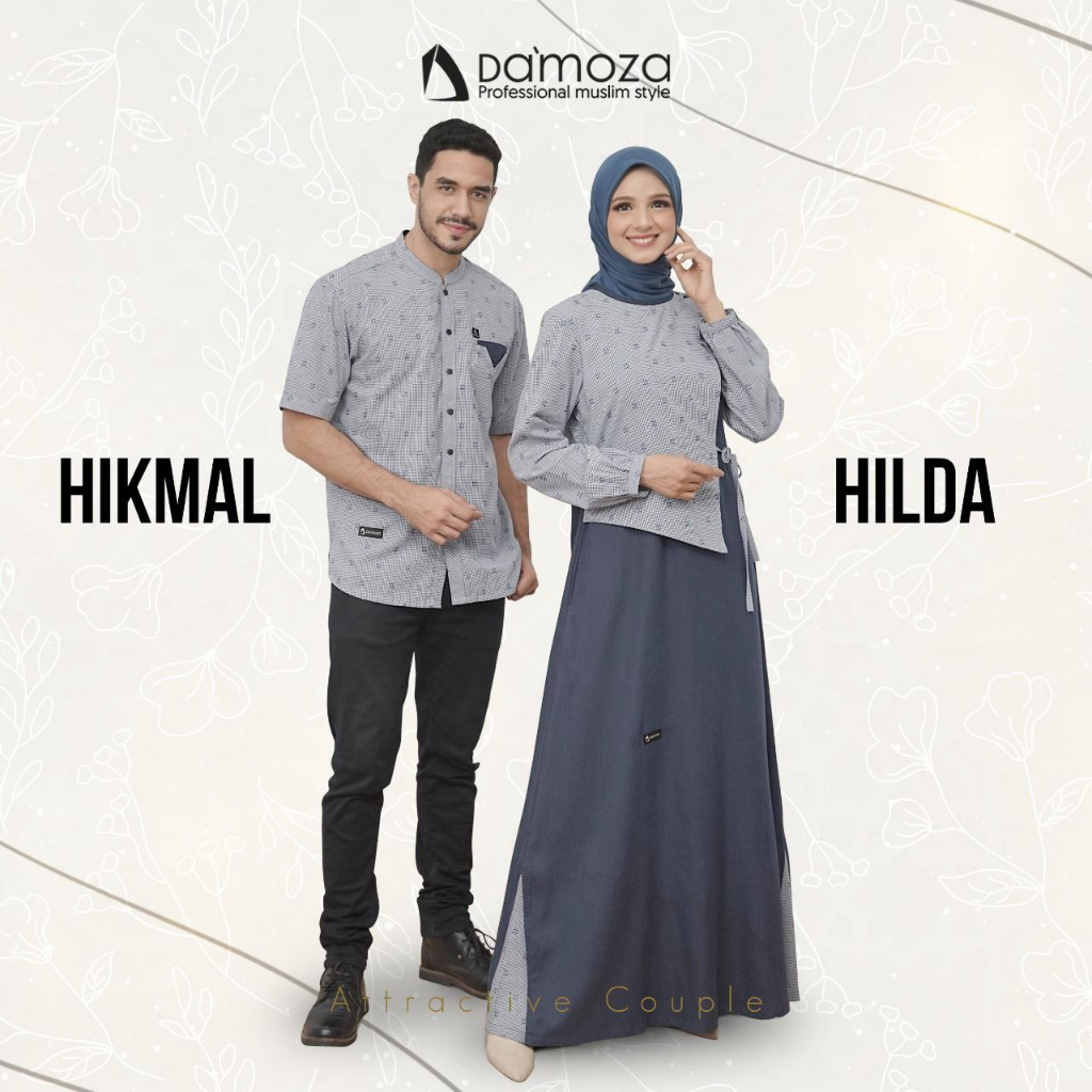 Damoza Couple Pasangan Lebaran 2023 Koko Hikmal Gamis Hilda Koko Dewasa Lengan Pendek Gamis Tali Bah