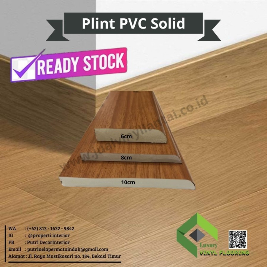 list pingiran Plint pvc solid panjang 2,4m/btg - Ready stok