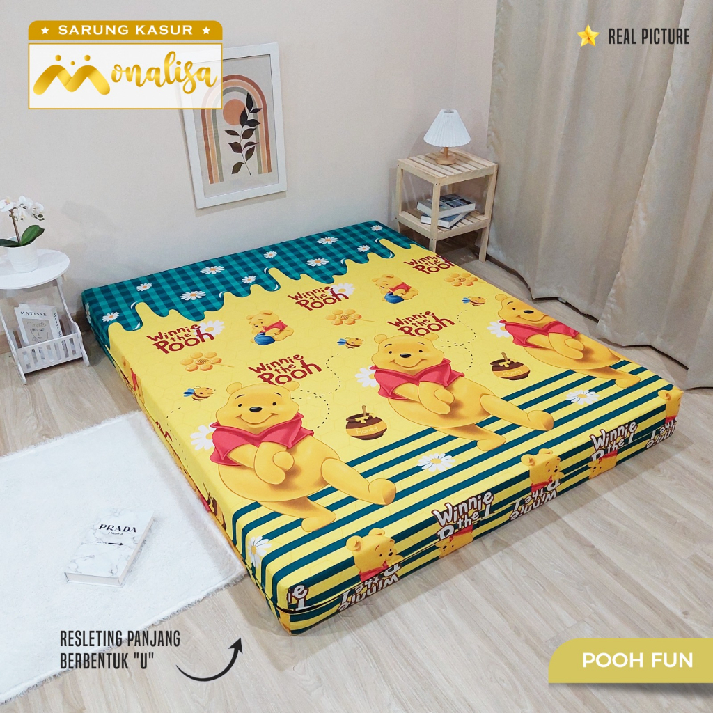 Monalisa Premium Sarung kasur Uk 160/180 T 15/20 - Pooh Fun