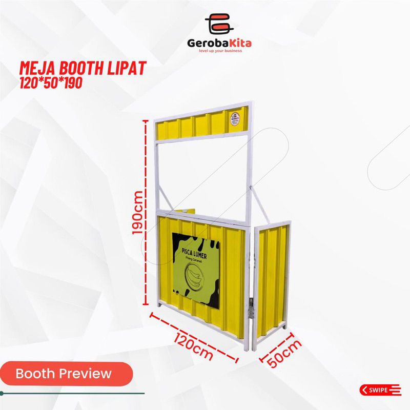 Meja Booth Lipat Portable Rangka Besi Hollo
