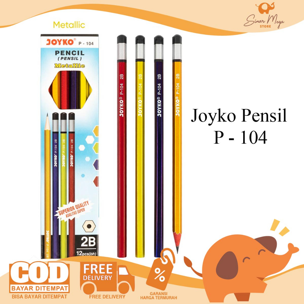 

DIJUAL LUSINAN Joyko Pensil 2B P-104 Metalic / Pensil 2B 1 Box isi 12 pcs