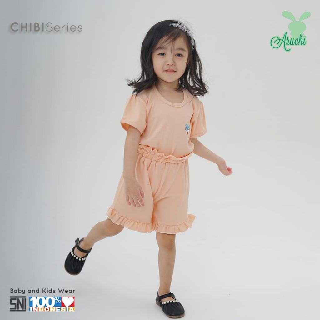 Aruchi Setelan Pendek Chibi 1-3 Tahun Setelan Pendek Ruffle Aruchi Chibi Series CBKS