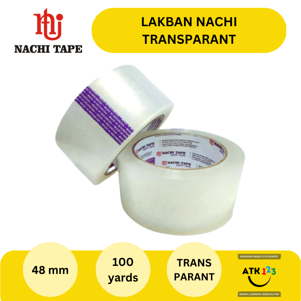 Lakban Nachi Lakban Bening OPP Tape Isolasi Plakban 48mm 100 YARD ORIGINAL