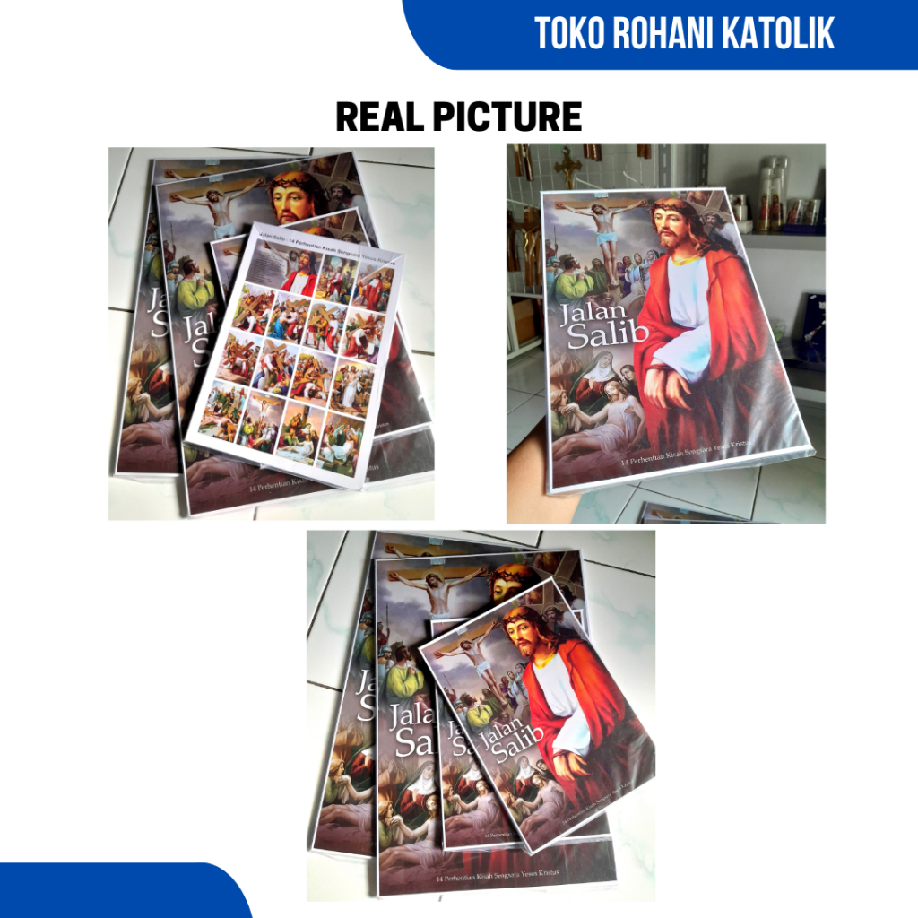 POSTER JALAN SALIB BESAR (48X32CM) / SET POSTER JALAN SALIB KATOLIK / POSTER YESUS