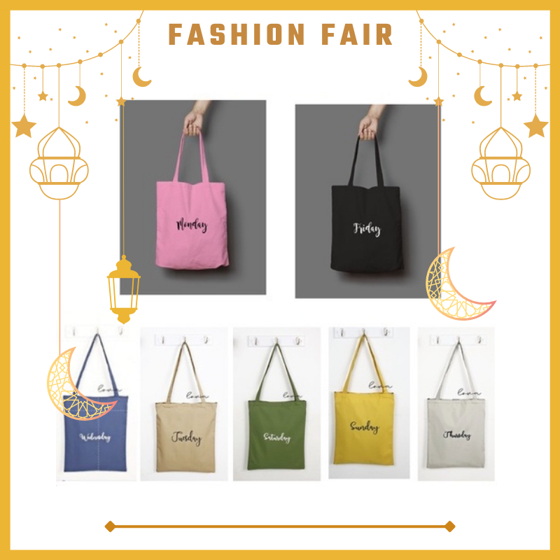 [LOKAL] Fashion Fair - DAYS Dari Jakarta BISA COD ToteBag DAILY TOTE BAG NAMA HARI Morymony