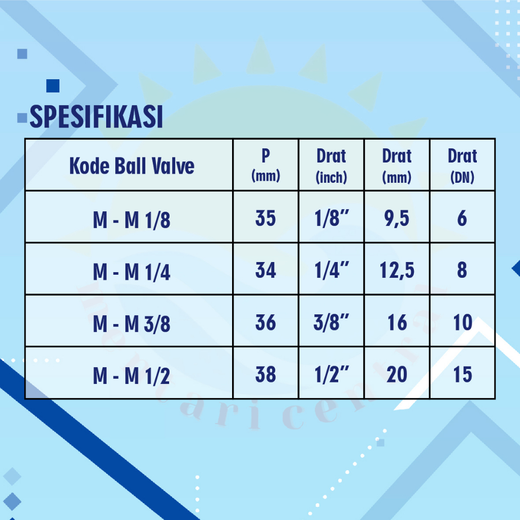 BALL VALVE / STOP KRAN / KERAN KUNINGAN male to male M-M 1/4 1/2 3/8 1/8