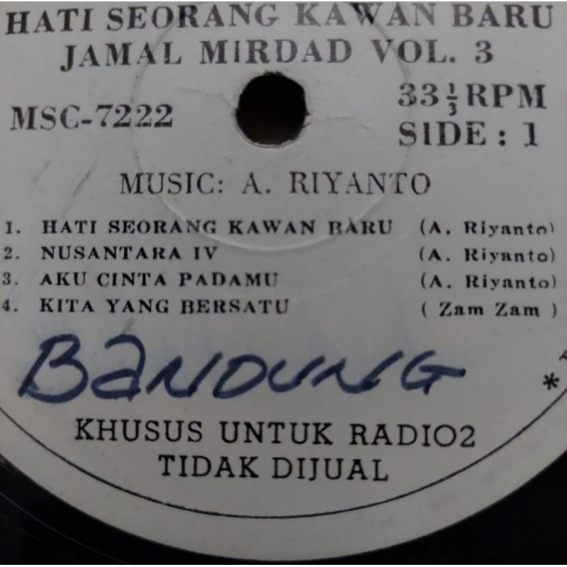 Vinyl Piringan Hitam 12 inch Jamal Mirdad Hati Seorang Kawan Baru