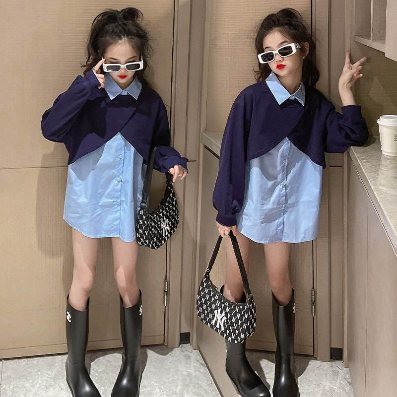 Atasan Anak Perempuan Model Korea Super Fashionable Navy Blue