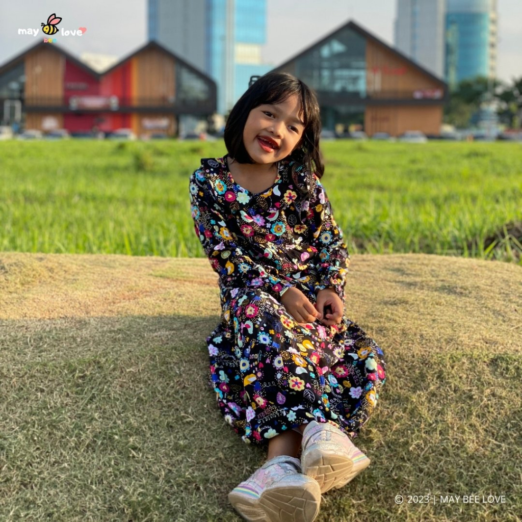Baju Gamis Anak Perempuan | Dress Anak Perempuan | Baju Motif Bunga Marigold