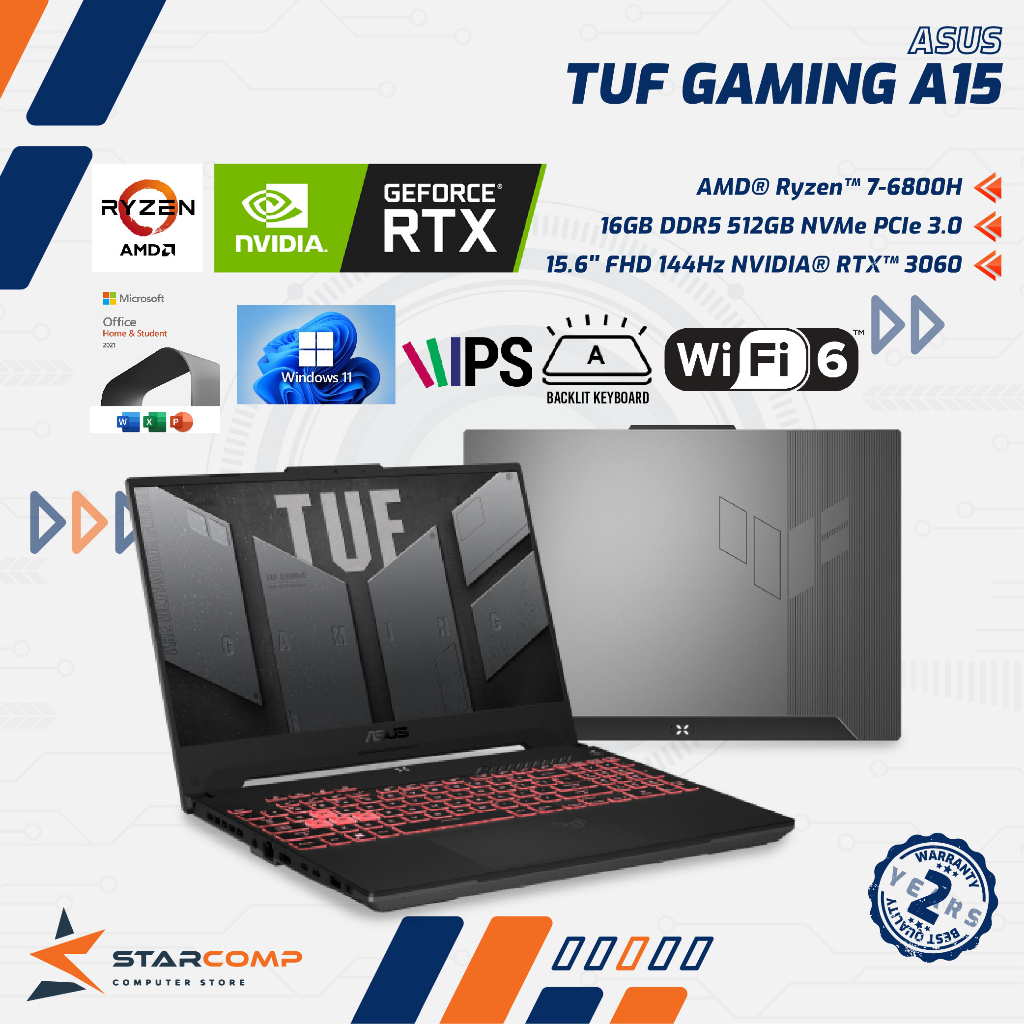 ASUS TUF Gaming A15 FA507RM R7 6800H 16GB 512GB RTX3060 15.6&quot; 144Hz