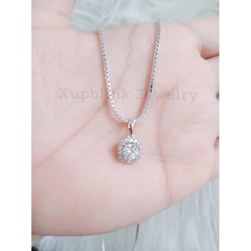 Perhiasan Kalung Titanium Set Liontin Permata Elenor