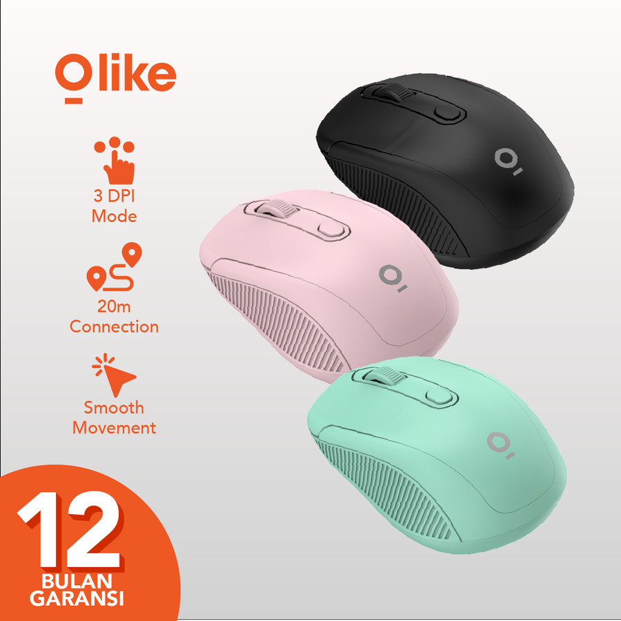 Olike M2 Wireless Optical Mouse Comfortable Accurate 2.4G Koneksi 20M