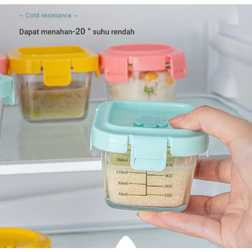 Penyimpanan wadah mpasi kaca / wadah mpasi bayi kaca / baby food container kaca / wadah mpasi bpa free / tempat mpasi kaca