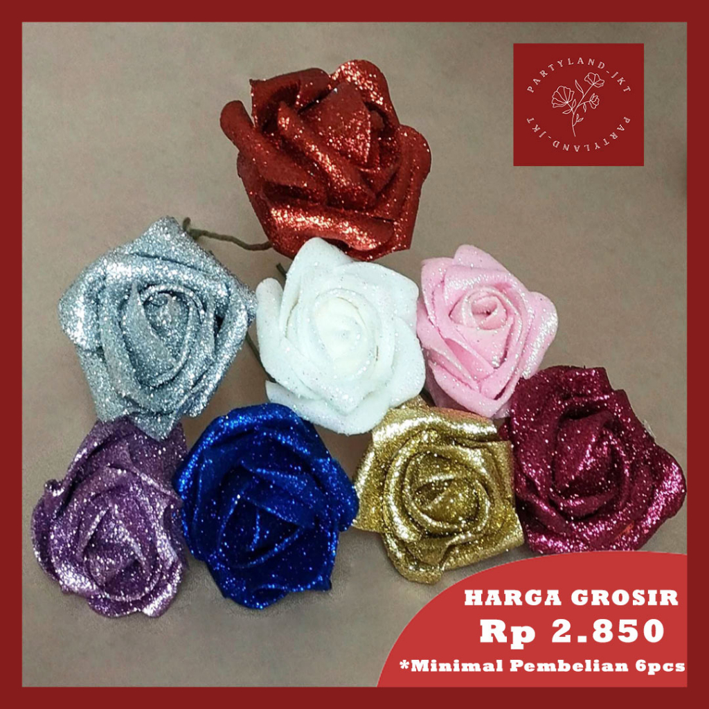 Artificial Glitter Rose Bunga Palsu Artificial Flower Bunga Plstik Hias Flower Boquet