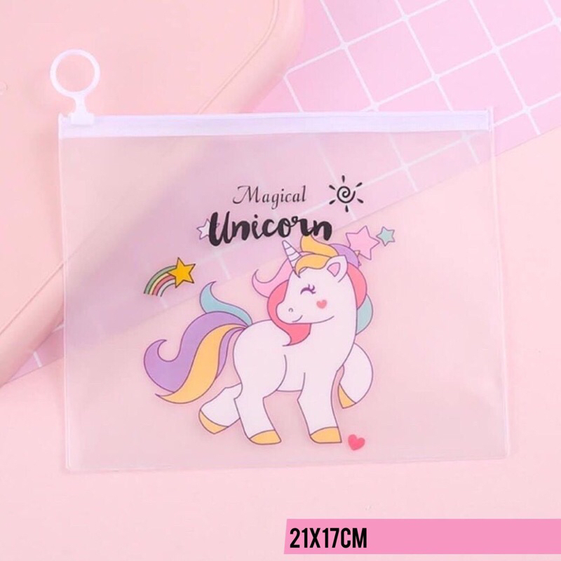 

Zipper Bag Unicorn Pouch, Tempat Pensil Transparan - Pouch Tempat Serbaguna Size 21x17 cm