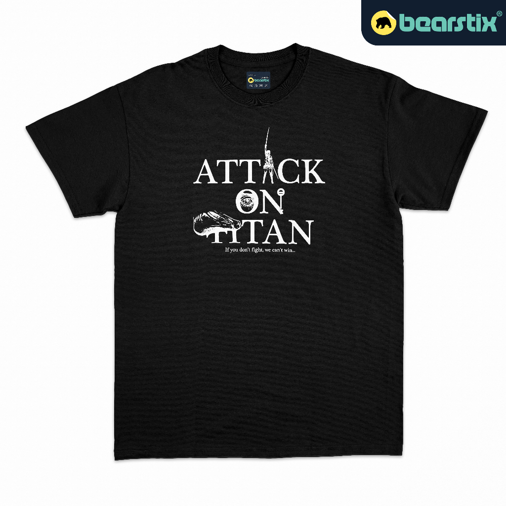 BEARSTIX - Tshirt Attack On Titan X Uniqlo - Kaos Humanity vs Titans - Baju AOT X UT - Tshirt AOT Bl