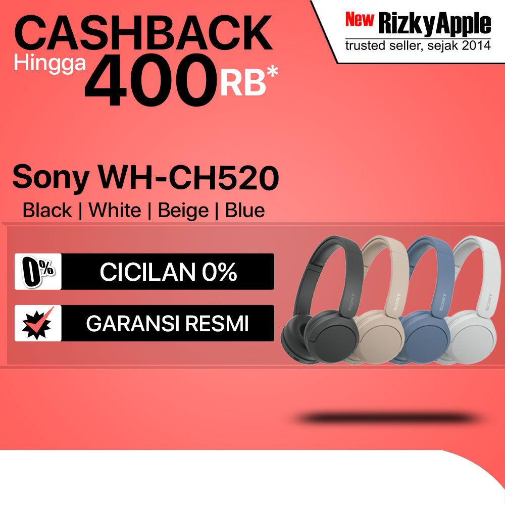 Sony WH CH520 Extra Bass Bluetooth Headphone Wireless Headset / CH 520