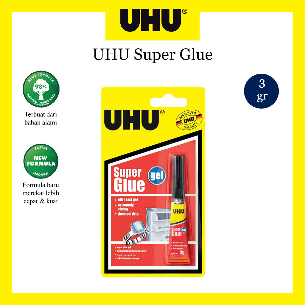 

Lem Uhu Super Glue Gel Blister 3 Gram / Adhesive Original Made In Germany