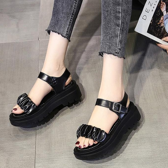 TBIG [COD] Sandal Wanita SANDALCAMELIA Wedges Import Korea Style Santai Wanita Remaja