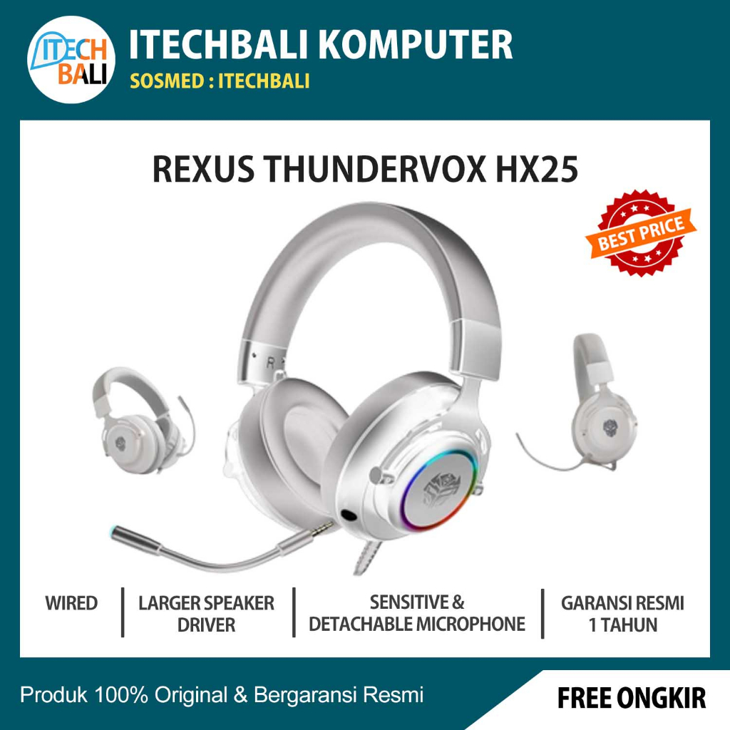 Headset REXUS Thundervox HX25 Gaming -White | ITECHBALI