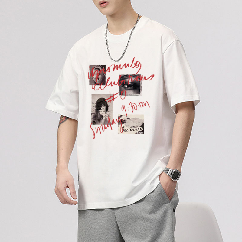 RDGF kemeja leher bulat kaos cowok keren Kaos pria baju cowok kekinian PRIA &amp; WANITA (UNISEX)