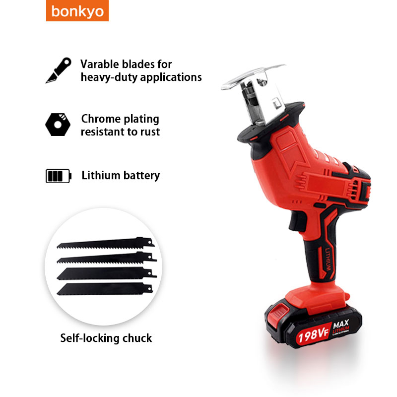 Bonkyo Chainsaw Gergaji Rantai Gergaji Elektrik Mini Portable Genggam Lithium Charger gergaji mesin