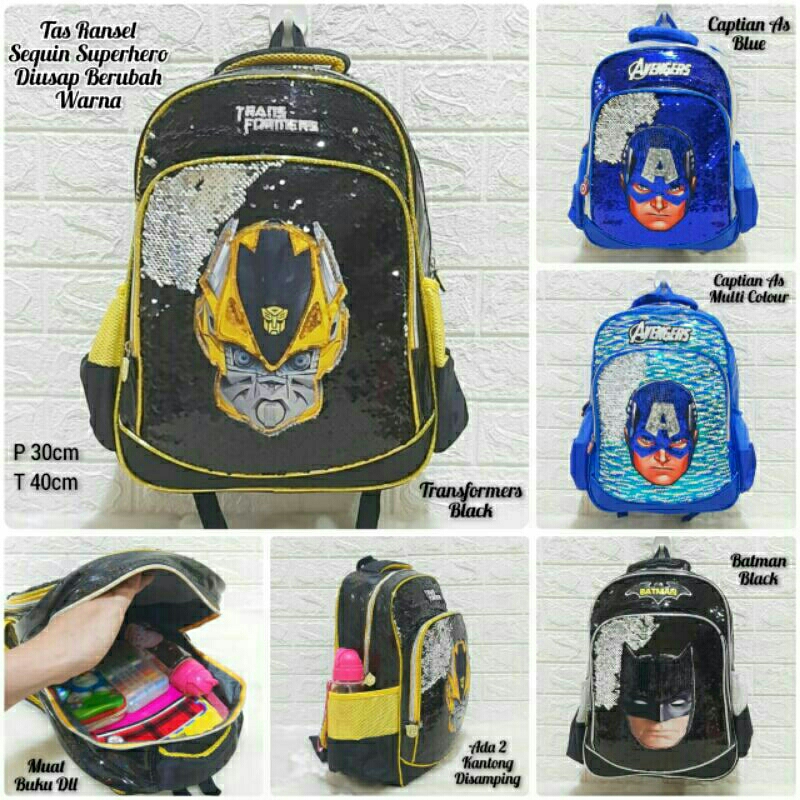 Tas Sequin Anak Perempuan / Tas Anak Sekolah Cewek Cowok SD