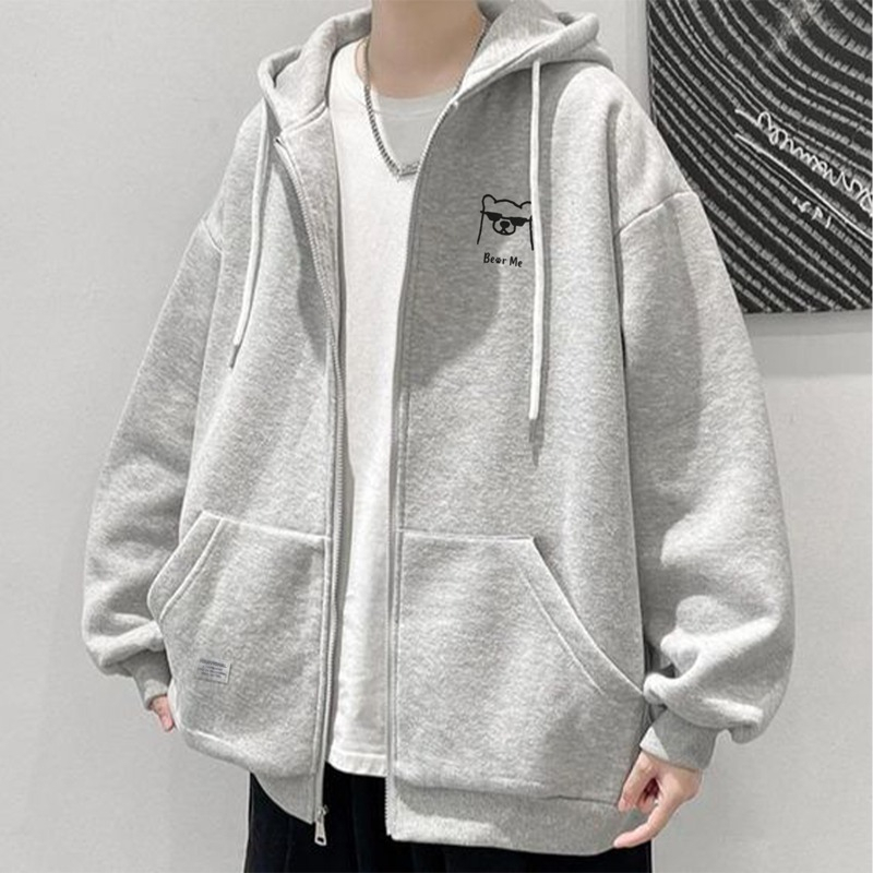 Parisdivarious Zipper Sweater Hoodie Jemper Bear Mee Fleece Size S - XXL (Pria &amp; Wanita)