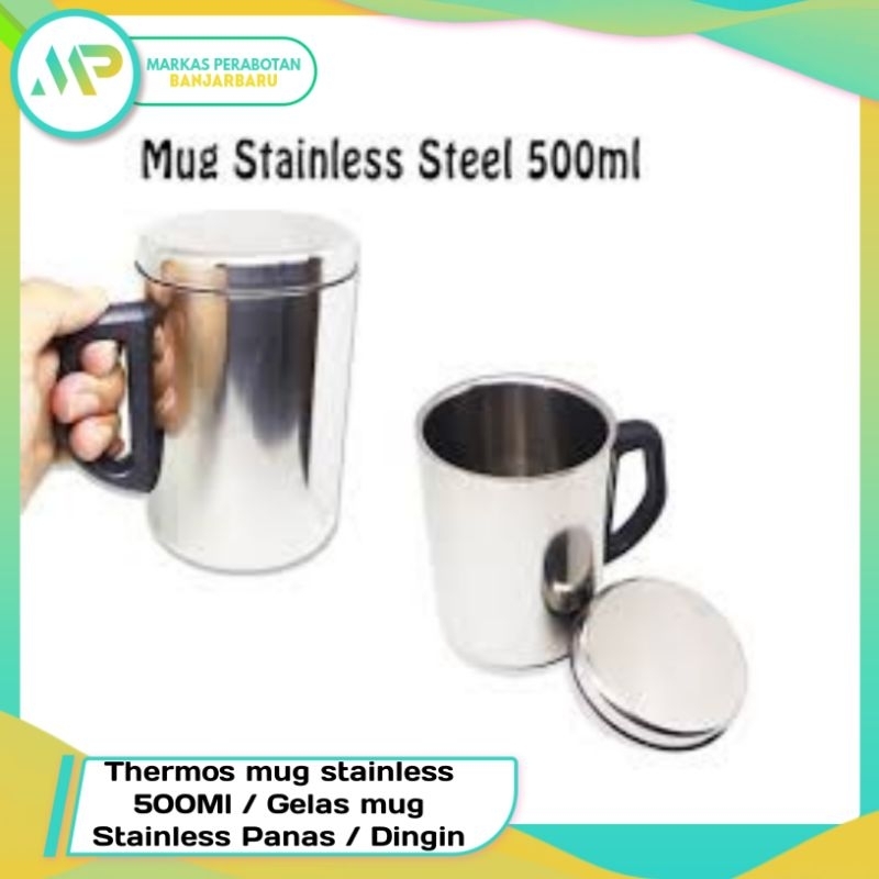 Thermos Mug Stainless 500ml / Gelas mug Stainless Panas / Dingin (BMW)
