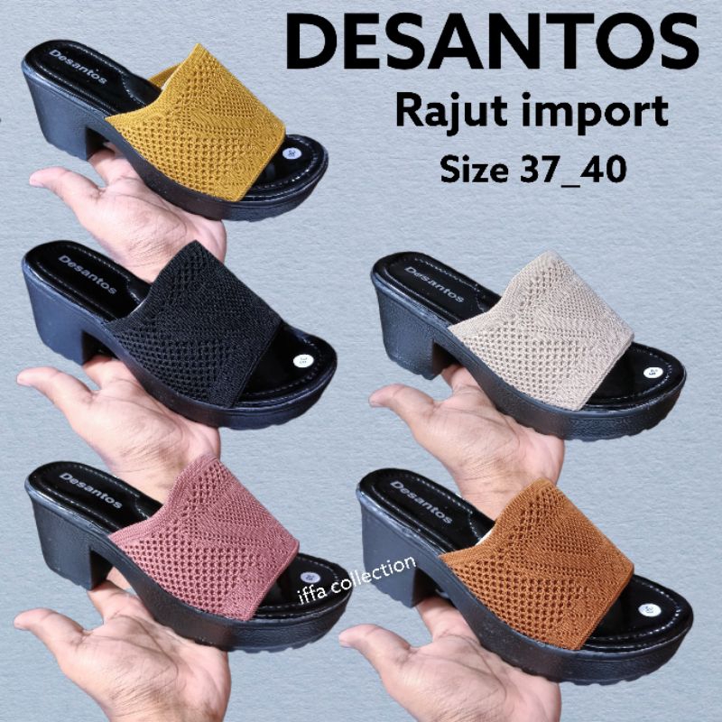 sandal rajut import DESANTOS hels 5cm redy