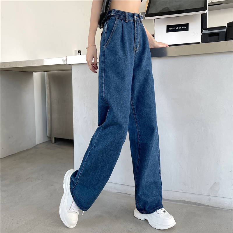 EUNII Korean Style Boyfriend Celana Jeans Wanita Kekinian Loose Highwaist Jeans