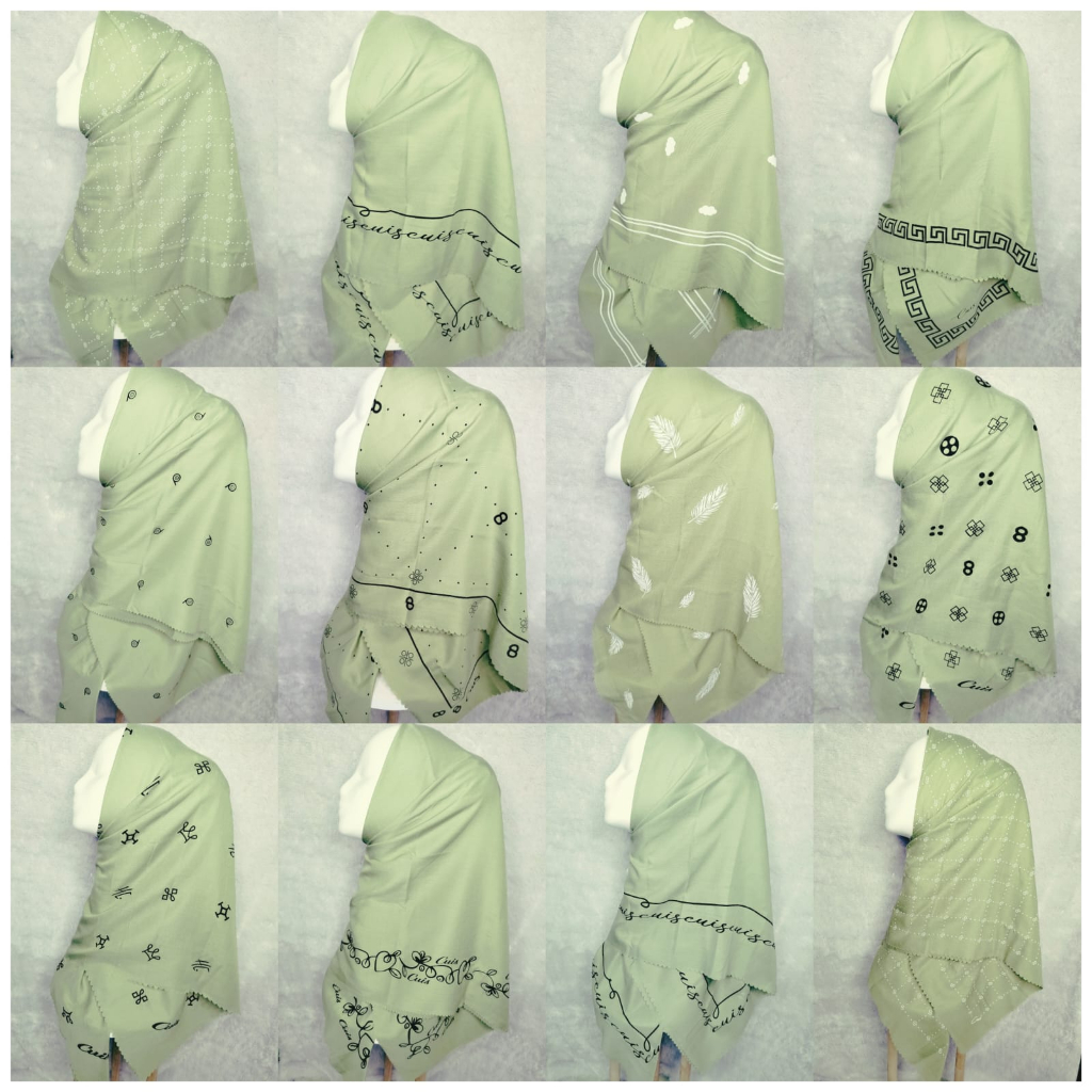 Hijab Deenay KW Segi Empat Voal Lasercut Sage