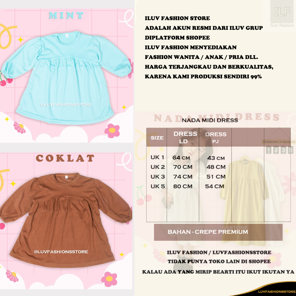 IL - FASHION MUSLIM ANAK / NADA MIDI DRESS KIDS CREPE PREMIUM