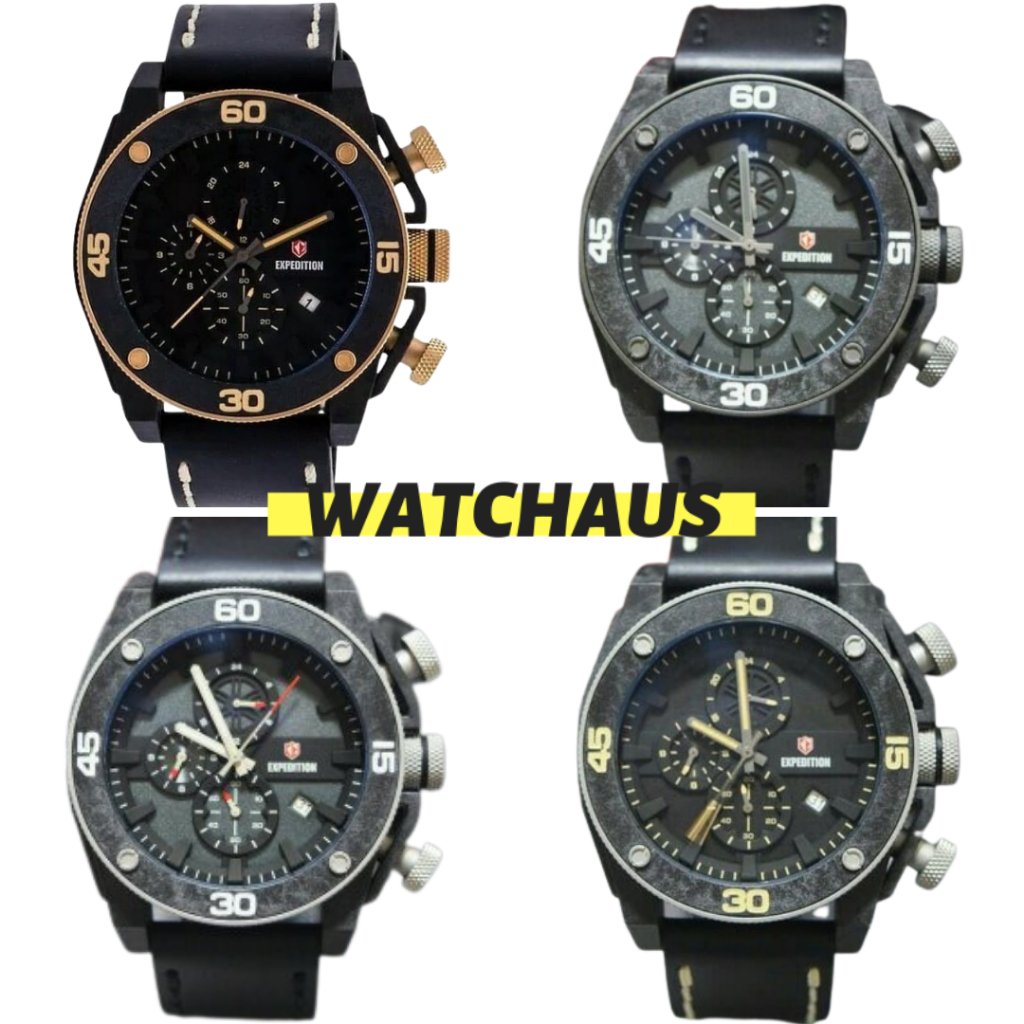 JAM TANGAN PRIA EXPEDITION E6710 E 6710 MCL CHRONOGRAPH LEATHER STRAP