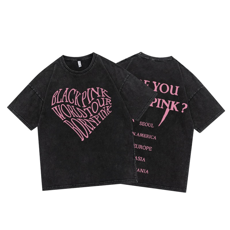 kaos oversize atasan wanita t shirt pria lengan pendek kaos pakaian t shirt Hitam washed//Black pink/T-Shirt fashion heart graffiti kaos wanita Hitam