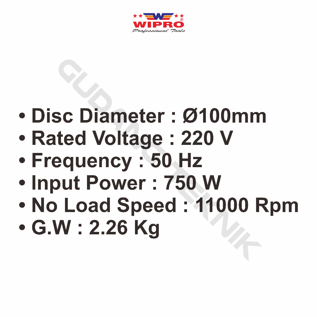 Mesin Gerinda Tangan 4&quot; WIPRO W-3439 / Gerinda Gurinda grinda Tangan 4 Inch WIPRO W 3439 - Angle Grinder Disc WIPRO W3439