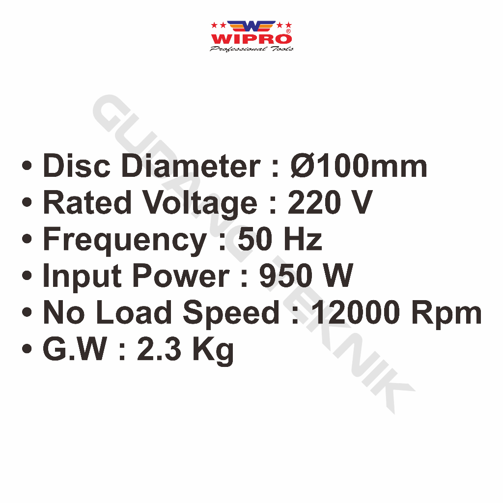 Mesin Gerinda Tangan 4&quot; WIPRO WP-34HD / Gerinda Gurinda grinda Tangan 4 Inch WIPRO WP 34HD - Angle Grinder Disc WIPRO WP34HD