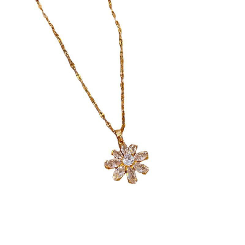 Kalung Titanium Flower Daisy Diamond Korea Fashion Style Premium