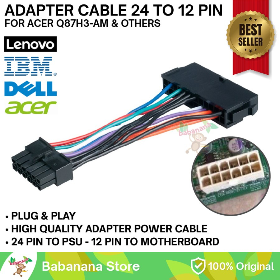 kabel motherboard atx 24 to 12 pin power supply psu konverter adapter