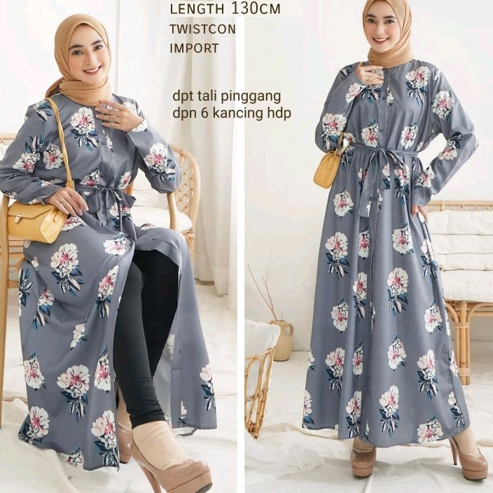 31190 Baju Outwear Outer cardigan luaran BUNGA FLORAL lengan panjang Korea Korean style wanita premi