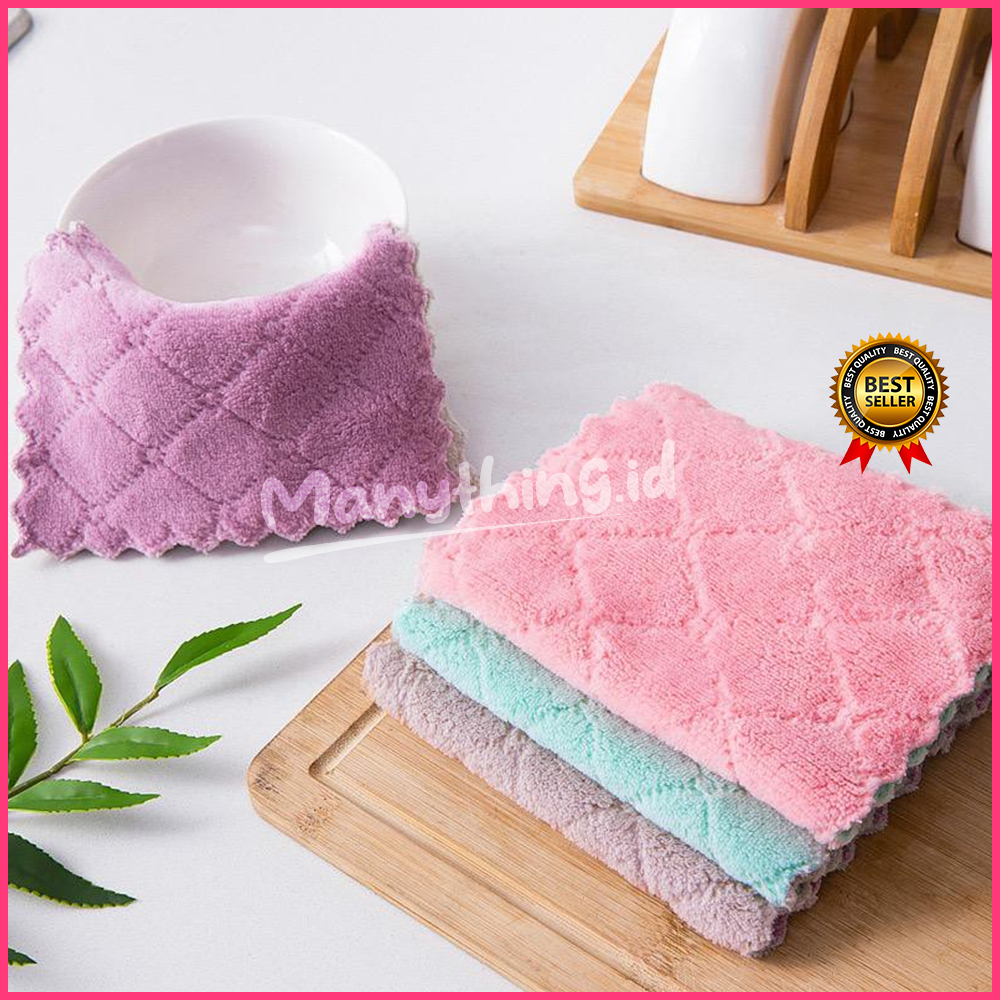 KAIN MICROFIBER SERBAGUNA LAP PIRING GELAS KACA KOMPOR TANGAN HANDUK SERAP AIR 4 WARNA TERMURAH