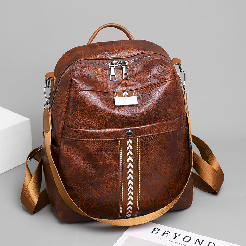 TAS RANSEL WANITA KOREA IMPORT BACKPACK SEKOLAH KULIAH KERJA KULIT COKLAT GANILA GENDONG PUNGGUNG TA763B7 BRANDED MURAH FASHION BATAM PREMIUM CEWEK KEKINIAN REMAJA