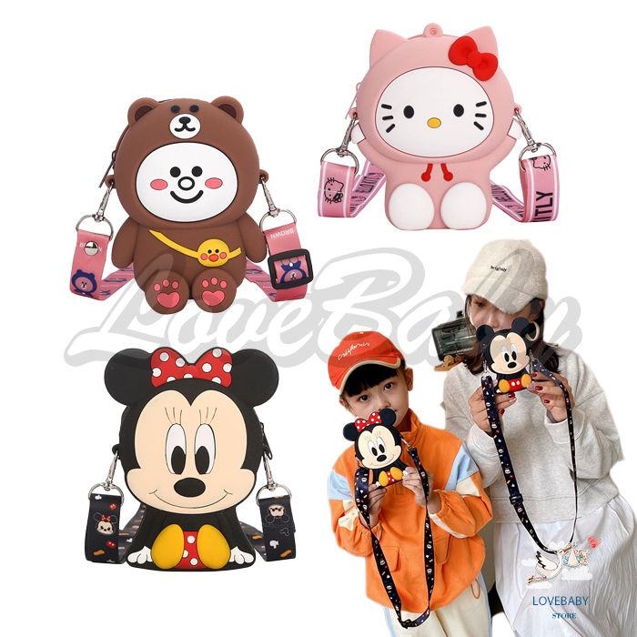 [1KG 11PCS] LBS Tas Selempang Anak Rubber Jelly Tas Anak Karakter Slingbag Lucu