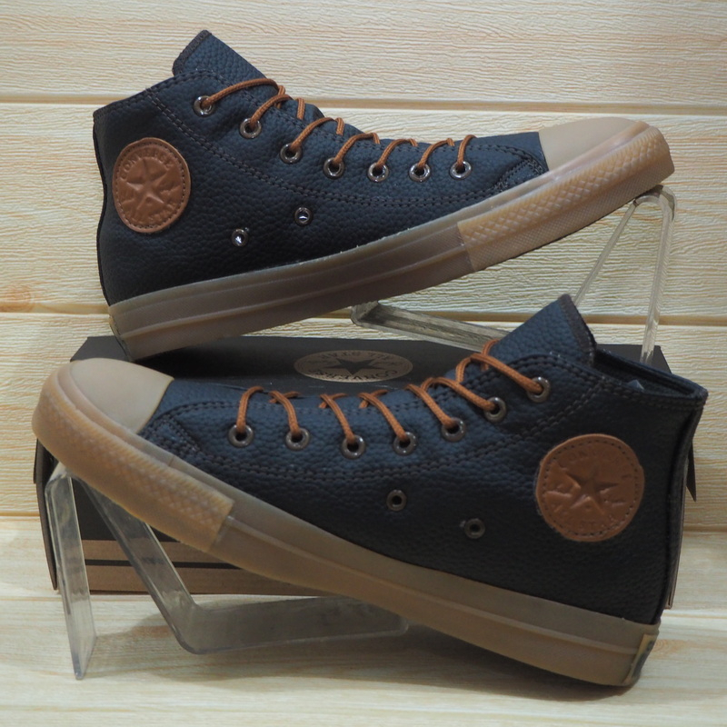 SEPATU KULIT SINTETIS SNEAKERS PRIA HIGH TINGGI CASUAL HITAM